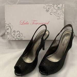 Lulu Townsend Glittery Mesh Peep Toe Stiletto